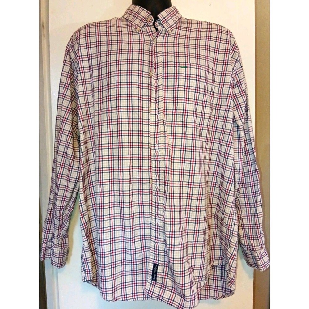 Tommy Hilfiger Mens Plaid Button Front Shirt Size L Long Sleeve Woven Pockets
